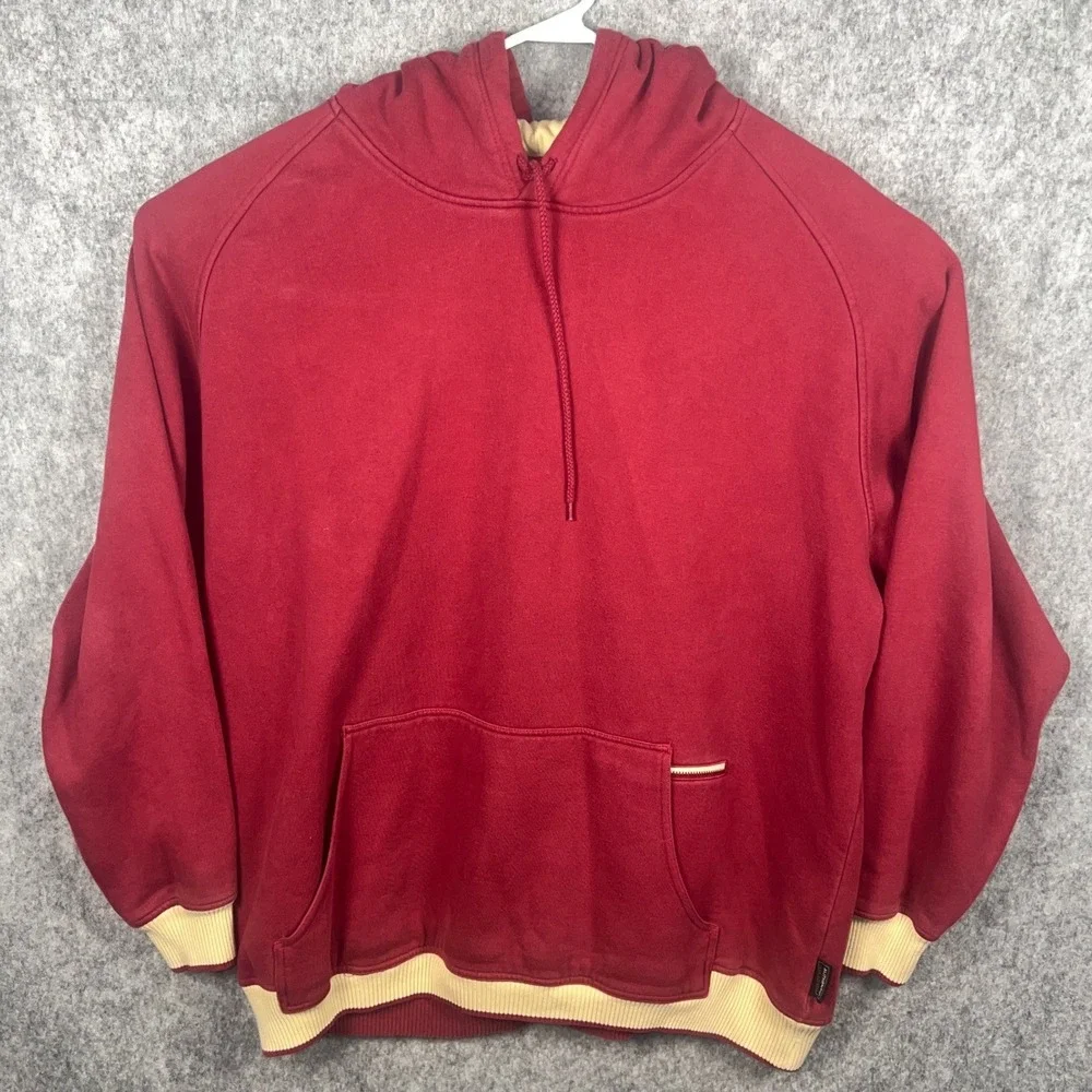 Nike Team Vintage Hoodie Mens 2XL Burgundy Maroon Cream Heavyweight Fleece Stash